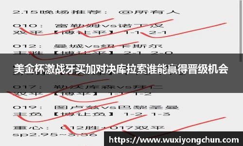 美金杯激战牙买加对决库拉索谁能赢得晋级机会